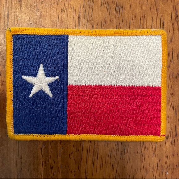 VTG Retro Texas Flag Sew On Patch Applique 3.25”x2.25” Red White Blue Yellow 1:5 - Picture 1 of 7